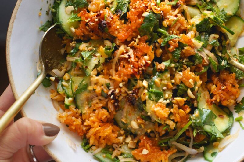 Crispy Rice Salad with Cucumbers and Herbs